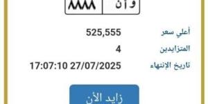 بـ525 ألف جنيه.. مزايدة نارية على لوحة سيارة مميزة - بلس 48