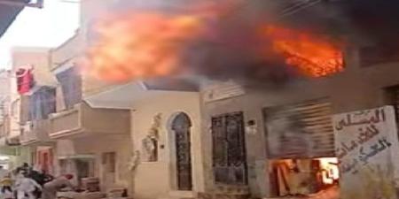 إصابة 5 أشخاص إثر نشوب حريق هائل منزل بقرية بريش الغربية بالفيوم - بلس 48