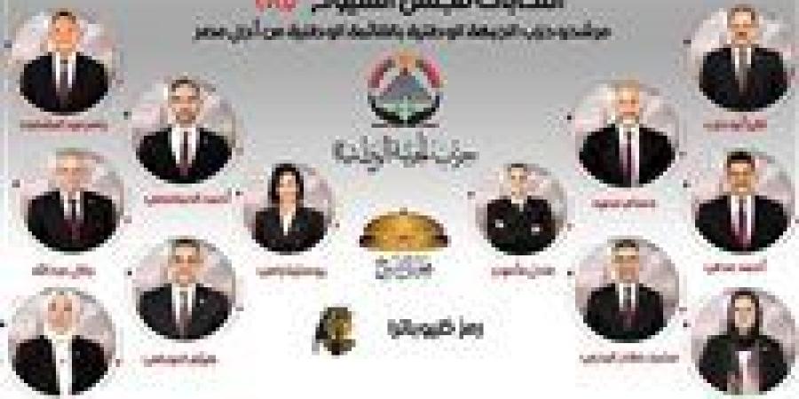 مرشحو  حزب الجبهة الوطنية بالقائمة الوطنية لانتخابات مجلس الشيوخ 2025 - بلس 48