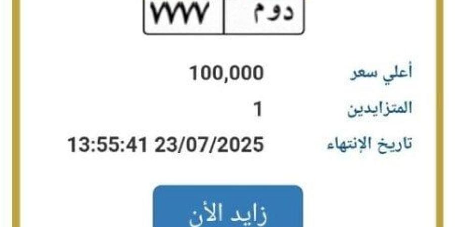 بـ 100 ألف جنيه.. المرور تطرح لوحة سيارة مميزة للتزايد | تفاصيل - بلس 48